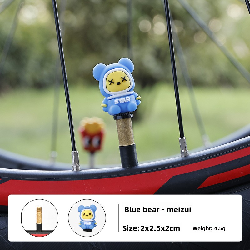 Mountain Biking Cartoon - Creative Cartoon Silicone Bicycle Valve Cap